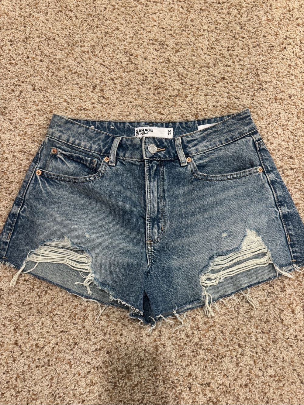 Garage Women's Distressed Blue Denim Shorts